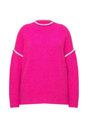 Ulla Popken CONTRAST SEAM LONG SLEEVE TURTLENECK - Maglione - red pink