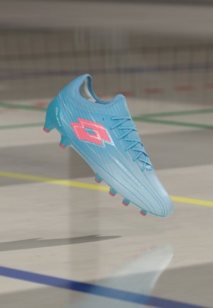Lotto SOLISTA 200 IX FG - Futbola apavi, cieta zeme - retro blue/thrift pink/ballad light blue