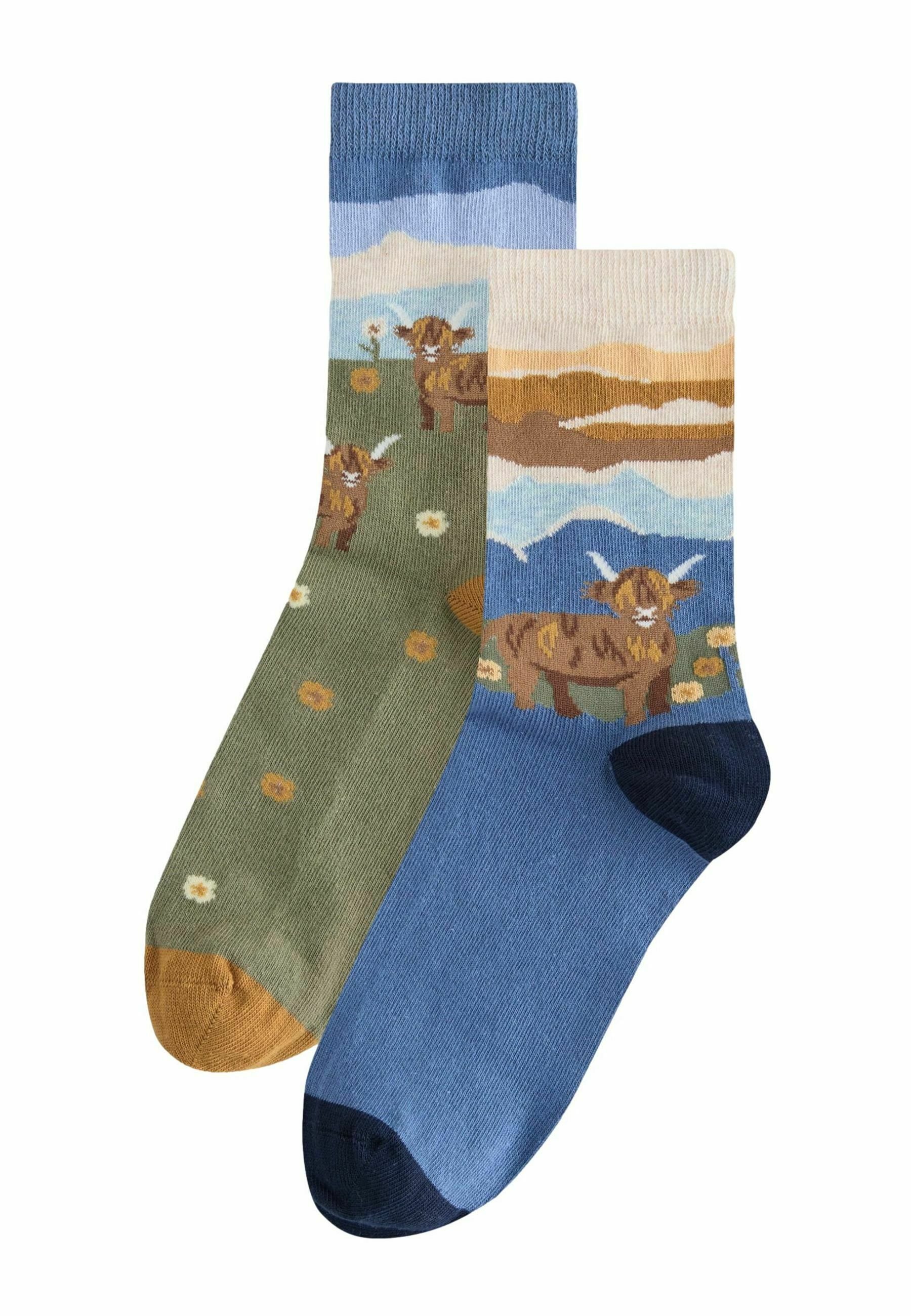 Purple Possum® Chaussettes Pour Homme Motif Vache Highland Noir Mélange De Bambou, Noir/vert, 7-11