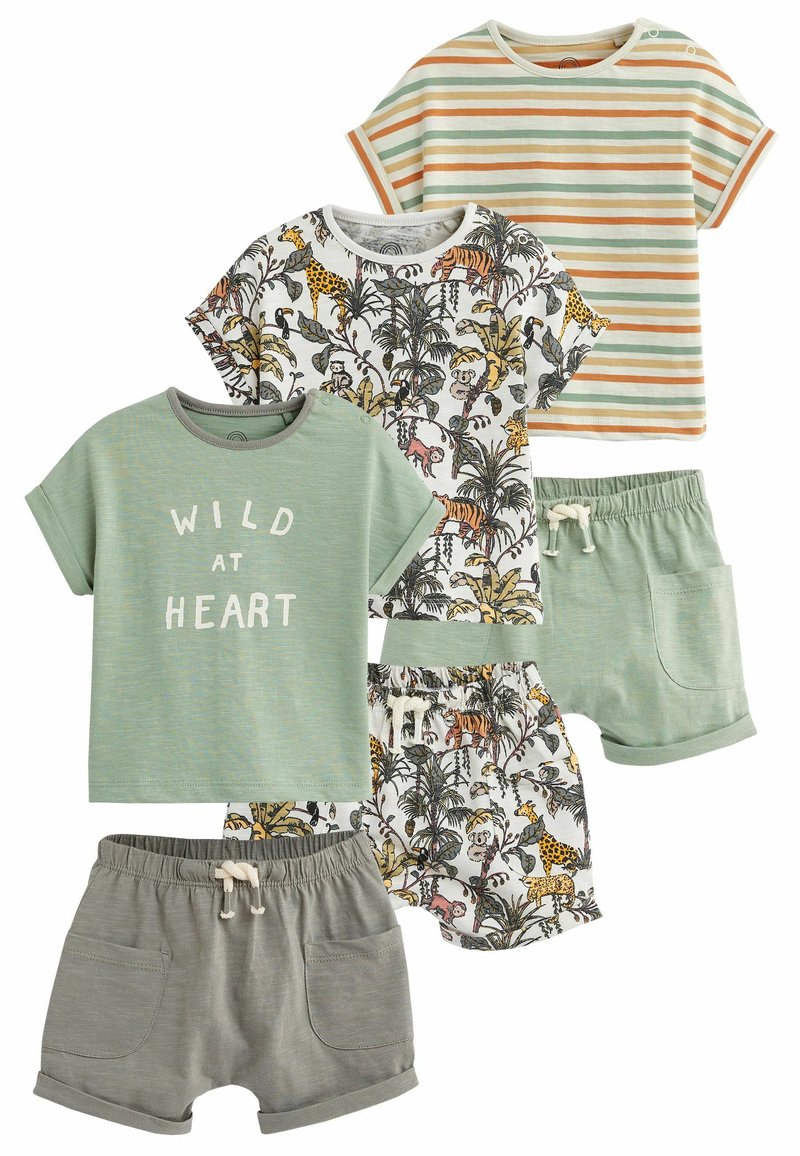 Next BABY TSHIRTS AND SHORTS 6 PIECE SET Shorts sage green safari