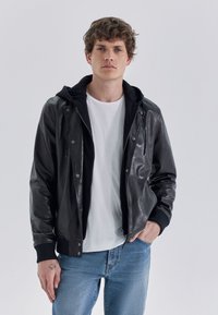 IKKS WITH REMOVABLE TRIM - Lederjacke - black