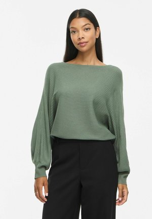 VILA, KNITTED PULLOVER VIVILJA BOATNECK - Пуловер - laurel wreath