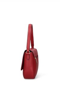 Borsa a tracolla in pelle rossa con finitura testurizzata, una tracolla regolabile e una tasca con cerniera in tono oro sul lato anteriore.