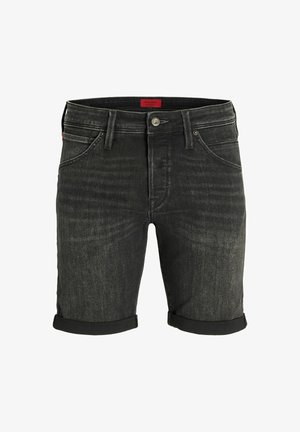 Μαύρες τζιν σορτσάκια με ρολό στο τελείωμα, σχέδιο πέντε τσεπών και κλείσιμο με κουμπί μπροστά. Διαθέτουν διακριτική φθορά και ετικέτα με το λογότυπο στη ζώνη.