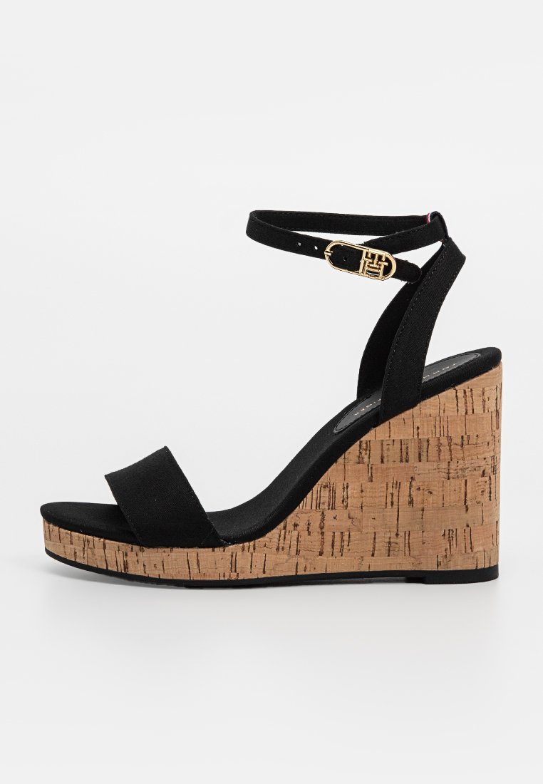 Tommy Hilfiger Sandalen met sleehak zwart
