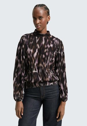 Bluse - black brown abstract print