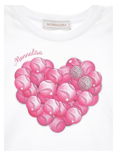 Monnalisa REGULAR TENNIS - Camiseta estampada - bianco/ciliegia