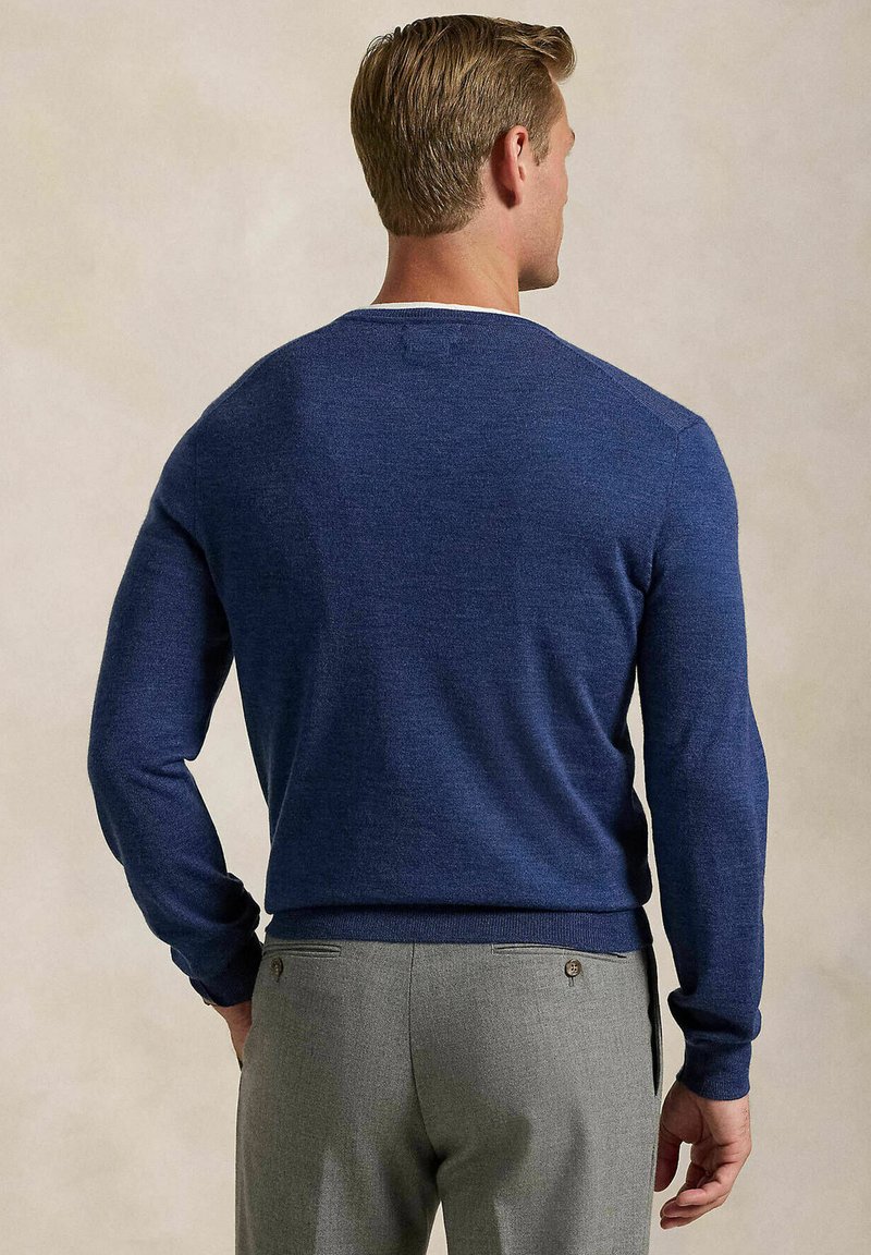 Polo Ralph Lauren SLIM FIT WASHABLE WOOL V-NECK JUMPER - Pullover - indigo