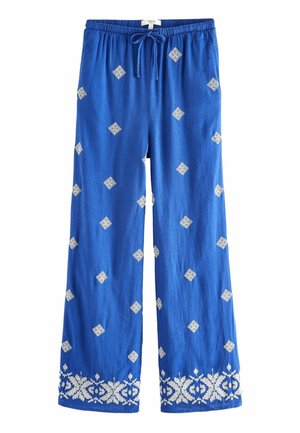 EMBROIDERED WIDE LEG  - Tygbyxor - blue
