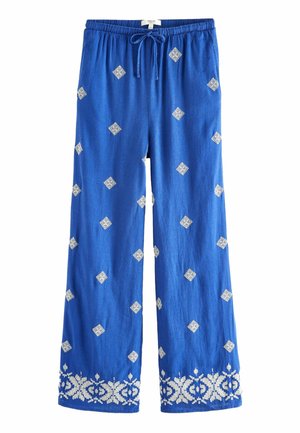 EMBROIDERED WIDE LEG  - Kalhoty - blue