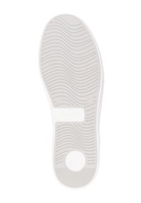 White shoe sole with textured wavy pattern, featuring a circular logo and brand name "remonte" embossed in the middle.