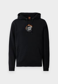 Zwarte hoodie van katoen met een voorzak, verstelbare trekkoordcapuchon en geborduurd "Santa Cruz" logo met vlamaccenten.