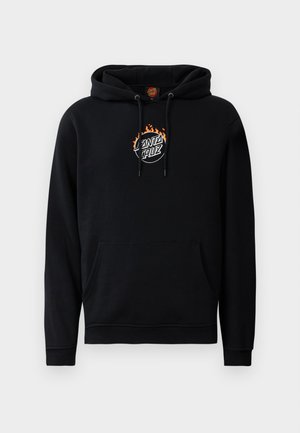 Zwarte hoodie van katoen met een voorzak, verstelbare trekkoordcapuchon en geborduurd "Santa Cruz" logo met vlamaccenten.