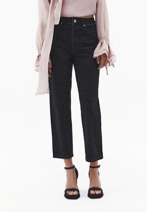 ULTRA HIGH WAIST WITH STONE DETAILS - Těhotenské džíny - black denim
