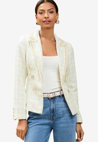 REGULAR FIT - DOUBLE BREASTED BOUCLE   - Strickjacke - white