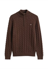 CABLE HALF ZIP - Pullover - brown melange