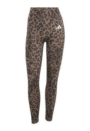 adidas Performance, OPTIMÉ ESSENTIALS 3 STRIPES LEOPARD 7/8 - Leggings - earth strata/brown/black