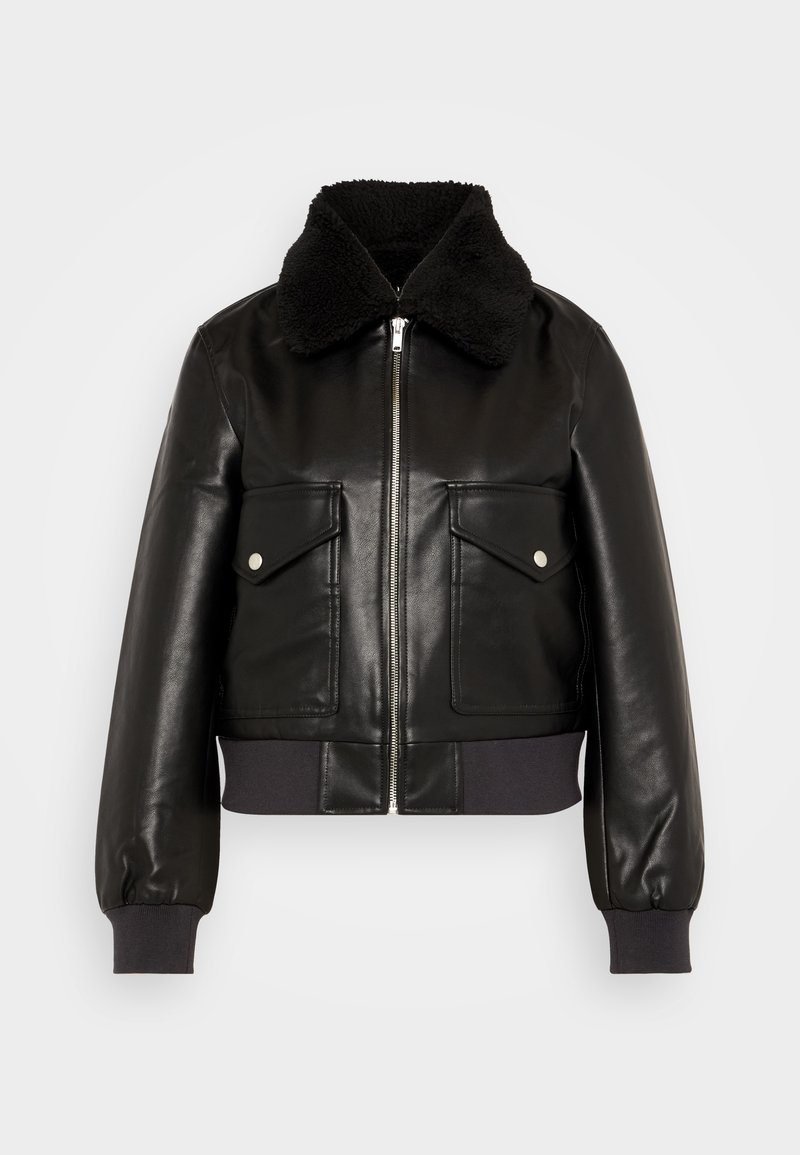 GAP CROPPED FLIGHT JACKET - Faux leather jacket - black - Zalando