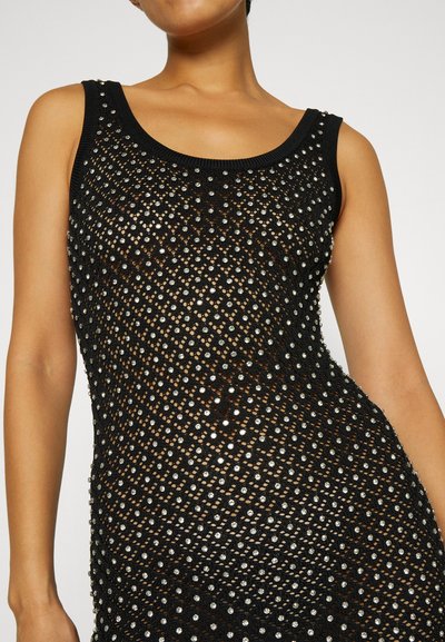 David Koma CRYSTAL MINI DRESS - Φόρεμα-πουλόβερ - black/silver