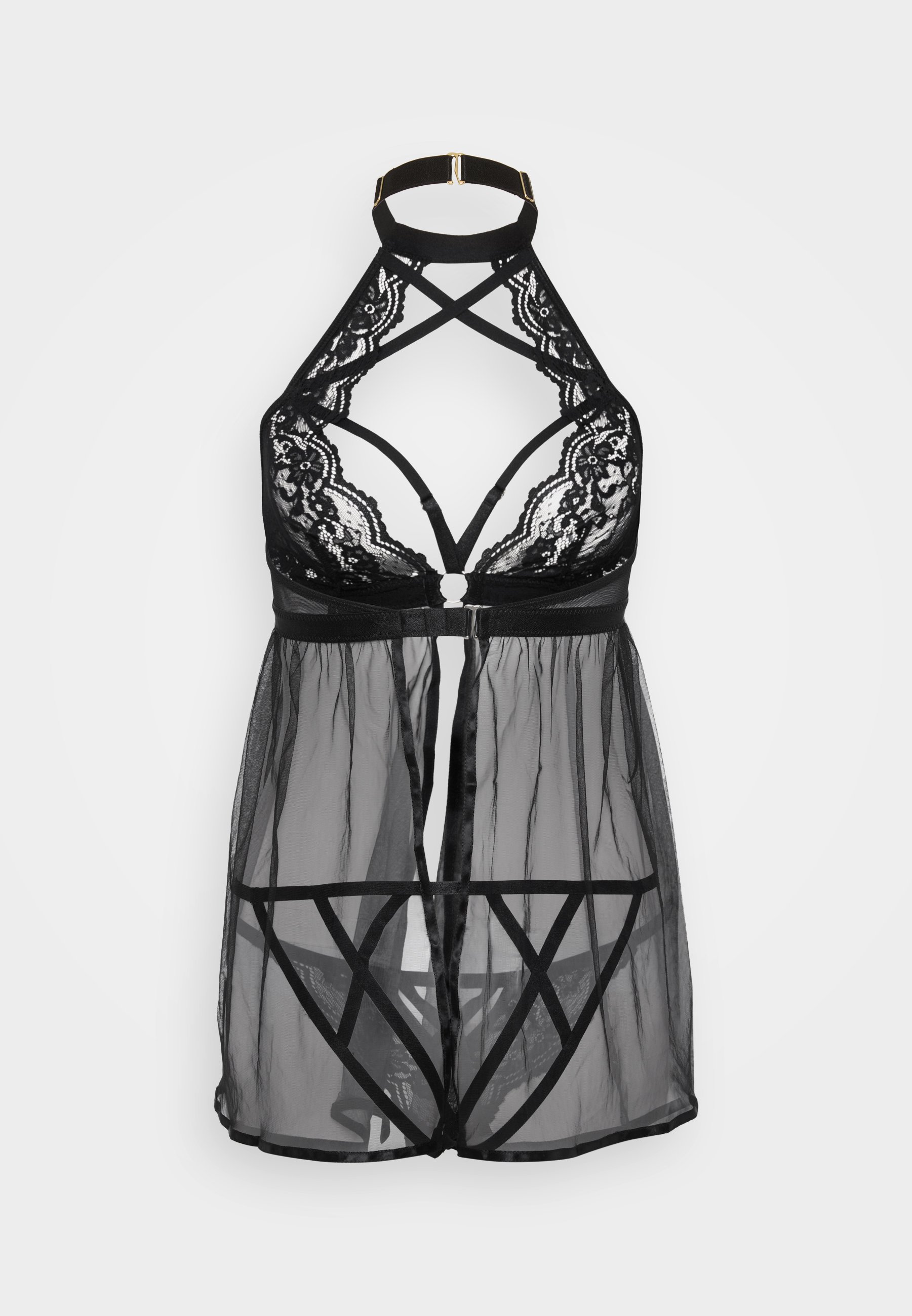 Ann Summers ROSELLA CROTCHLESS BABYDOLL Pyjama set black