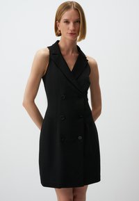 DOUBLE-BREASTED SLEEVELESS MINI - Abito a camicia - black