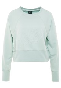 Mintgroene cropped sweatshirt met raglanmouwen, voorzien van een verhoogd Nike-logo in het midden. Gemaakt van zachte, gestructureerde stof.