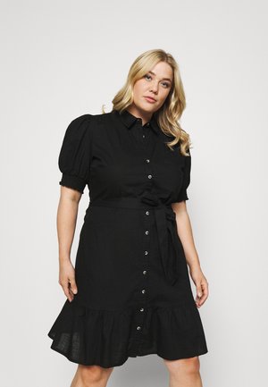 DAISY PUFF SLEEVE SHIRT DRESS - Skjortklänning - black
