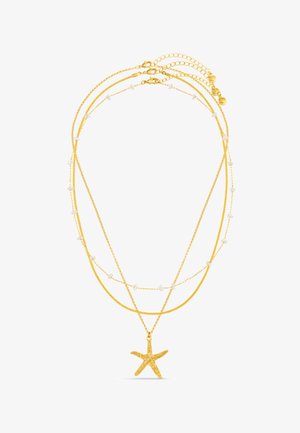 Orelia, STARFISH & PEARL MULTI-ROW NECKLACE - Ketting - gold-coloured