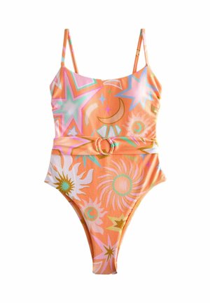 REGULAR FIT - BELTED HARDWARE TUMMY CONTROL  - Plavky - orange starburst