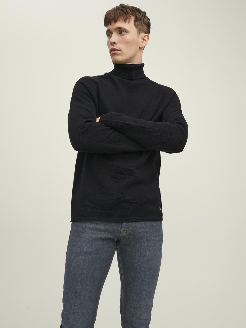 Jack & Jones JJEHILL ROLL NECK - Pulover - black