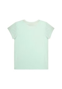 Light mint green t-shirt with short sleeves, round neck, and a smooth fabric texture. Simple design, no visible patterns or accents.