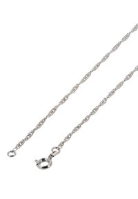Sølv snoet kædehalssmykke med en lobster-lås. Har en glat tekstur og et slankt, forlænget design.