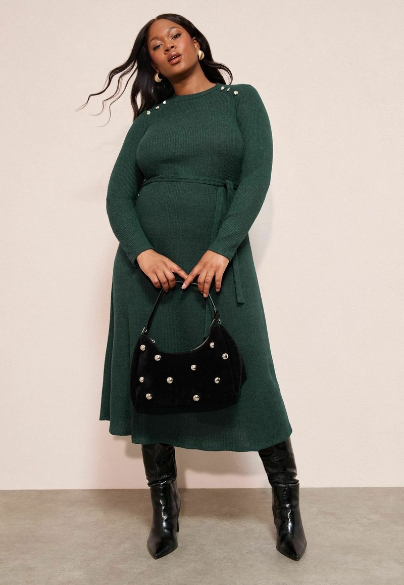 Friends Like These PLUS SIZE FIT LONG SLEEVE BELTED COSY - Jumper dress -  green - Zalando