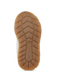 Suola di scarpa in gomma con un motivo testurizzato che presenta scanalature a zigzag. Il colore è marrone chiaro, con la scritta "NATURINO 21" in rilievo sul lato.