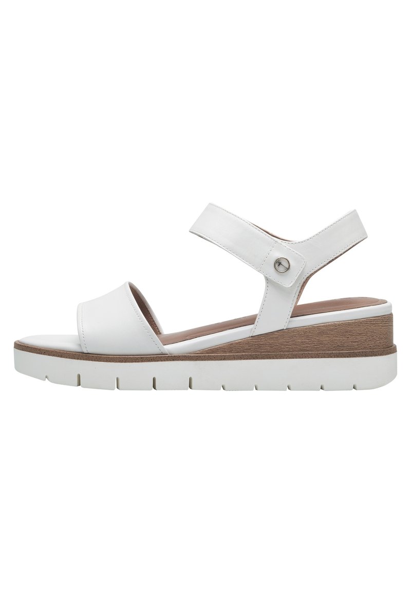 Tamaris wedge sandals white leather white zalando