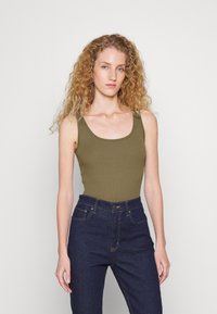 Lauren Ralph Lauren STRETCH COTTON TANK TOP - Top - olive fern