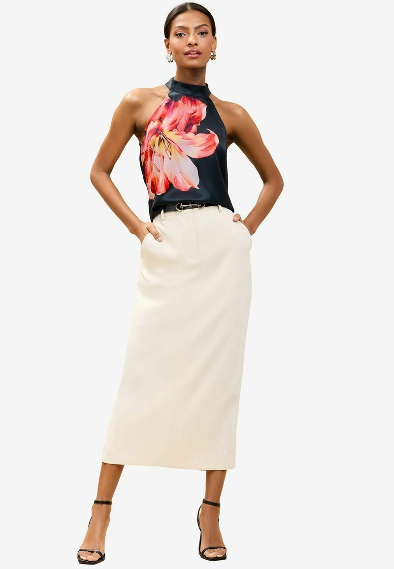 Lipsy REGULAR FIT - FLORAL HALTER - Camicetta - black