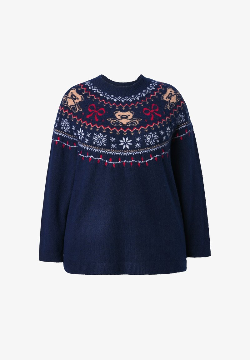 Ulla Popken NORWEGER LANGARM Strickpullover ink blue/lila