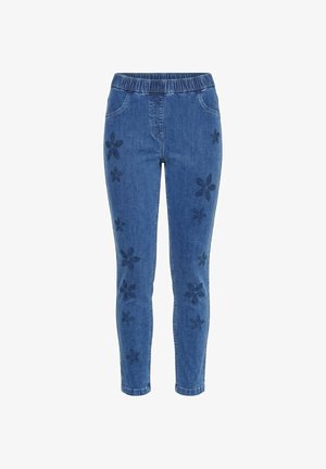 MIAMODA, JEGGINGS, SKINNY FIT, GLITZERSTEINCHEN-BLUMEN - Jeggings - blue stone