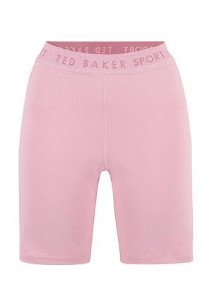 Roze sportieve short met hoge taille en "Ted Baker Sport" logo op de elastische tailleband, ontworpen voor dames sportkleding.