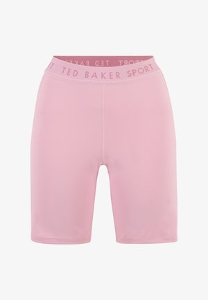 Roze sportieve short met hoge taille en "Ted Baker Sport" logo op de elastische tailleband, ontworpen voor dames sportkleding.