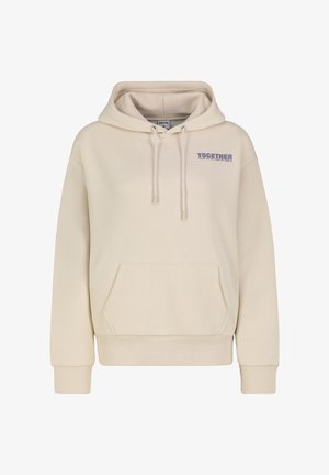 Hoodie in Cremefarbe mit einer Fronttasche, Kapuze mit Kordelzug und "TOGETHER" in Blau gedruckt. Aus weichem Stoff mit gerippten Bündchen.