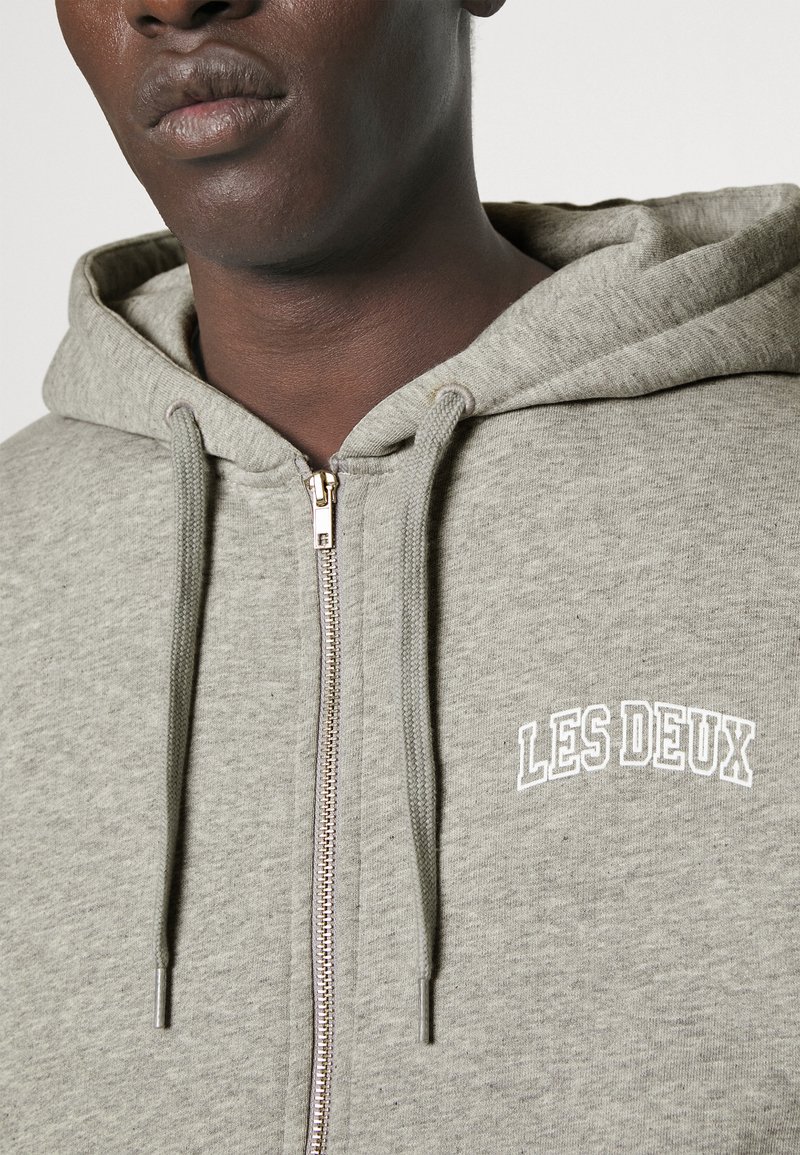 Les Deux BLAKE ZIPPER HOODIE - Sweater met rits - grey mélange/white/grijs  - Zalando.nl