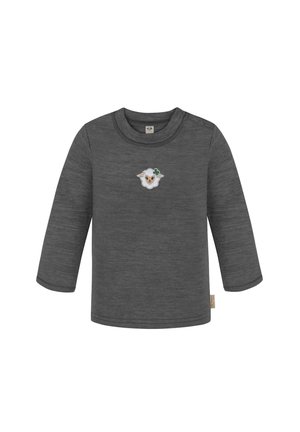 MERINO  FEINSTRICK WOLL WINTERPULLOVER MIT KNOPF - Undershirt - anthrazit