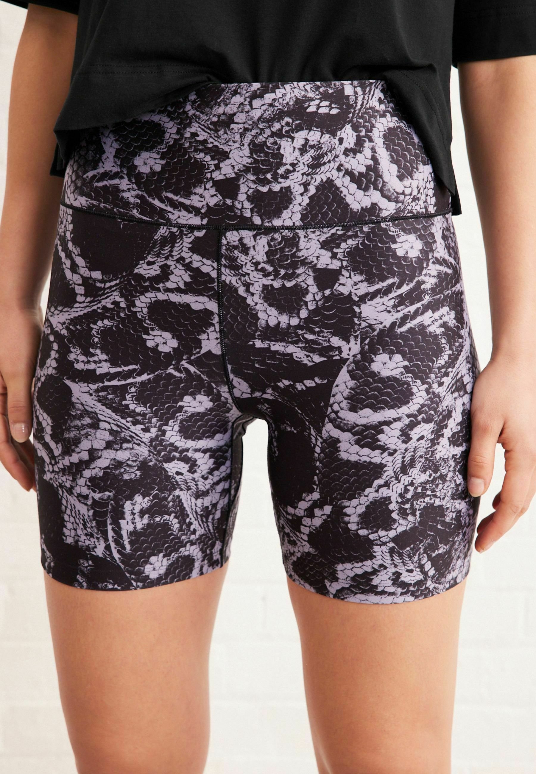 snake print cycling shorts
