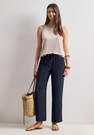 Street One, HIGH-WAIST WIDE-LEG PANTS IN A LOOSE FIT - Housut - deep blue