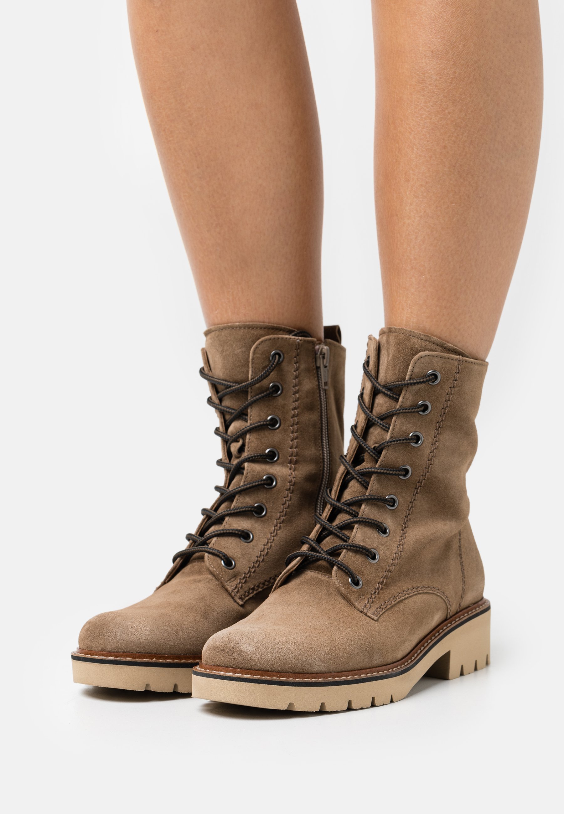 brown suede combat boots