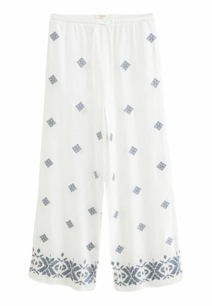 EMBROIDERED WIDE LEG - Püksid - white