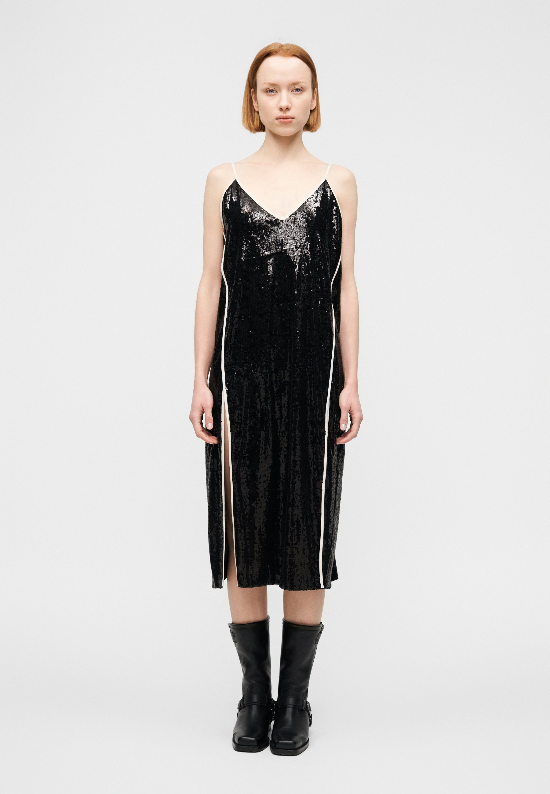 black short dress for graduation Cecile Slip Dress in Velvet Gold Sequin main image 0