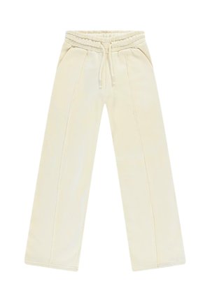 Crème-kleurige sweatpants met een elastische tailleband, trekkoord, twee zijzakken en verticale naden als detail. Gemaakt van zachte stof.